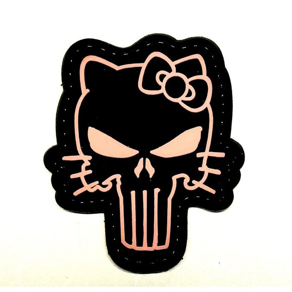 Lancer Tactical Punisher Skull Hello Kitty Black Pink PVC Tactical Morale Patch - Picture 1 of 2